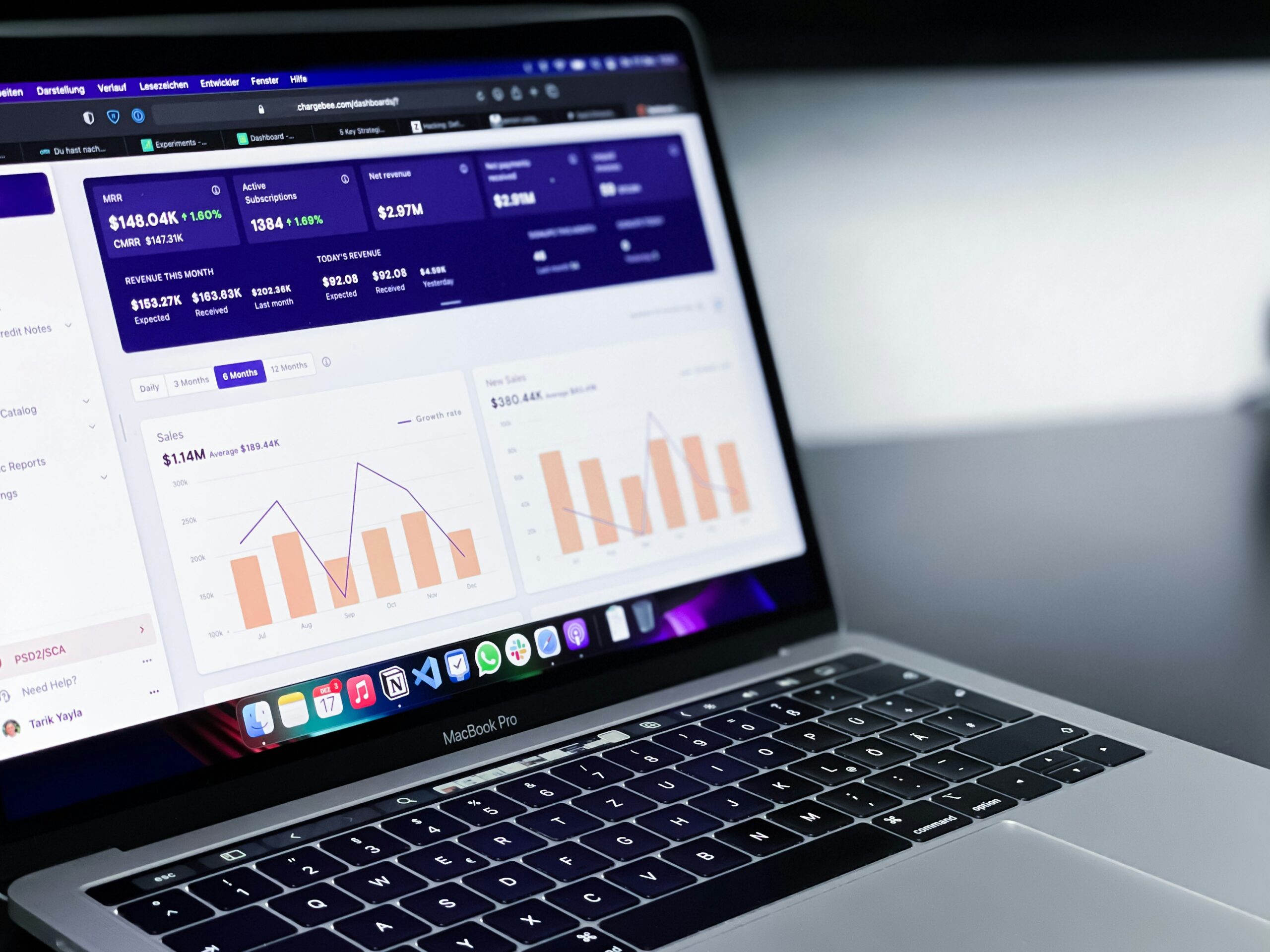 sales dashboard example on a laptop